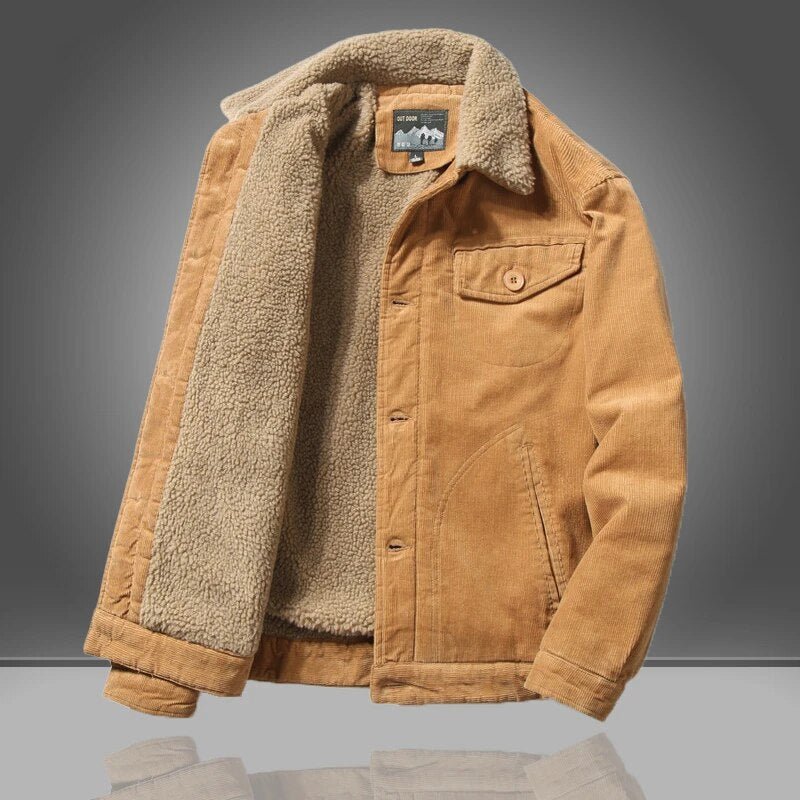 Men regular fit button up winter coat with lined interior