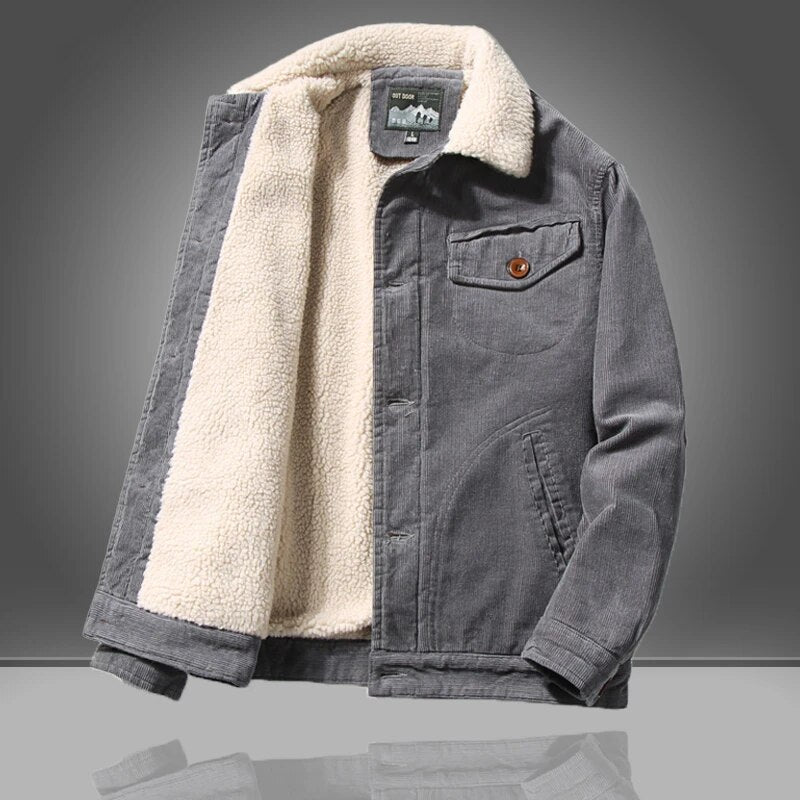 Men regular fit button up winter coat with lined interior