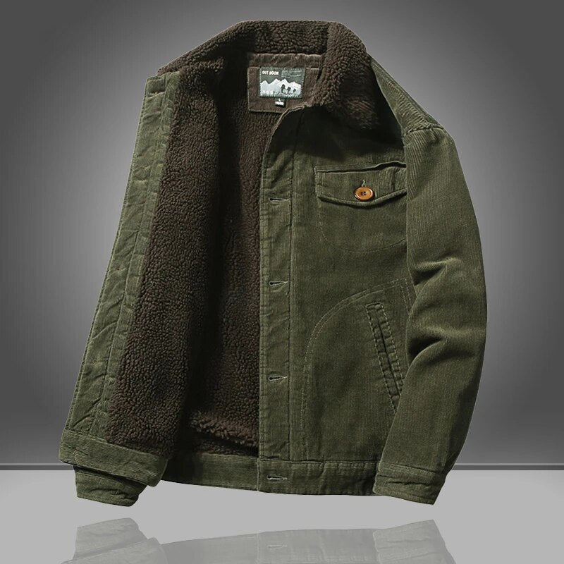 Men regular fit button up winter coat with lined interior