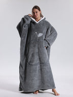 Hooded blanket sweatshirt unisex oversized fleece wearable blanket 140cm