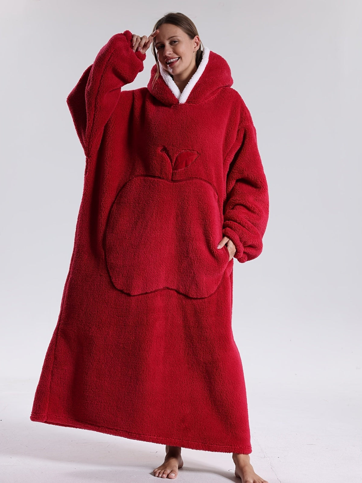 Hooded blanket sweatshirt unisex oversized fleece wearable blanket 140cm