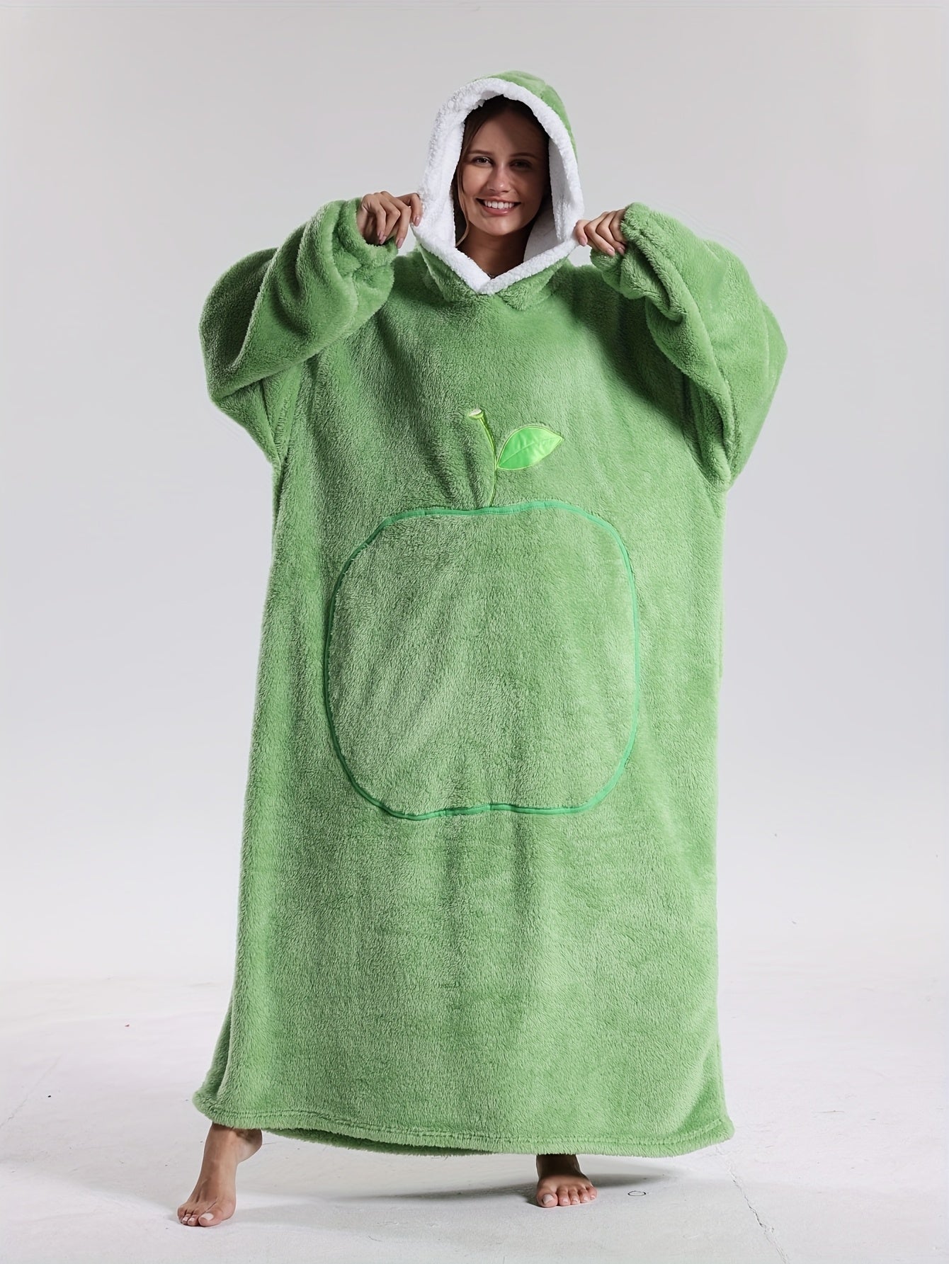 Hooded blanket sweatshirt unisex oversized fleece wearable blanket 140cm