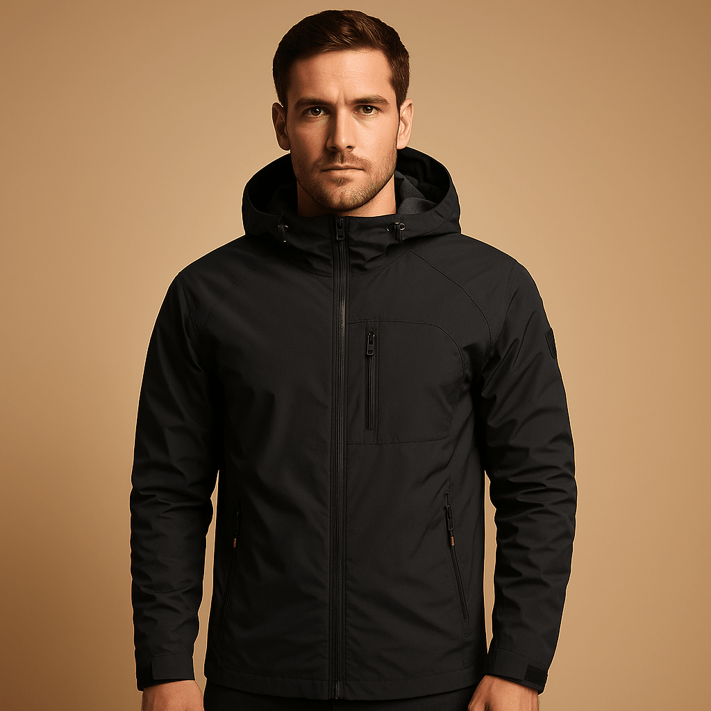 Men lightweight waterproof windbreaker jacket regular fit in dark navy