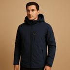 Men lightweight waterproof windbreaker jacket regular fit in dark navy