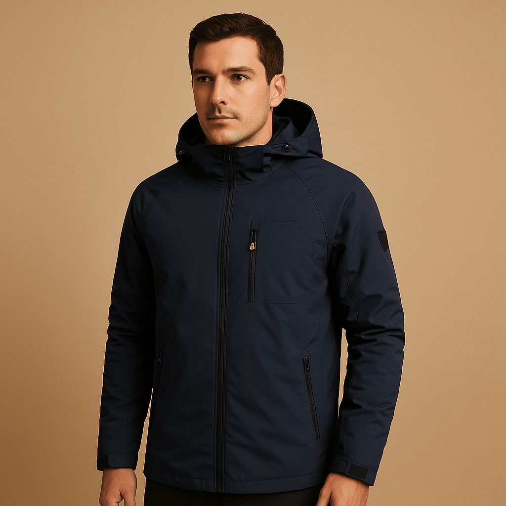 Men lightweight waterproof windbreaker jacket regular fit in dark navy