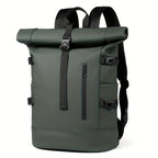 Men's roll-top backpack water-resistant with laptop compartment, daily commuter bag