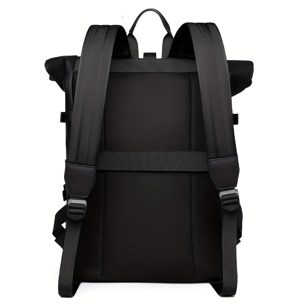 Men's roll-top backpack water-resistant with laptop compartment, daily commuter bag