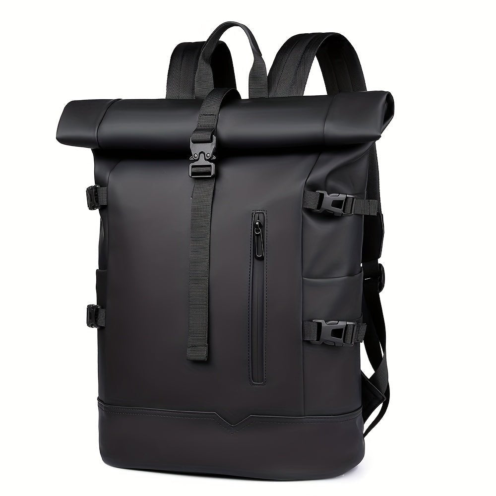 Men's roll-top backpack water-resistant with laptop compartment, daily commuter bag