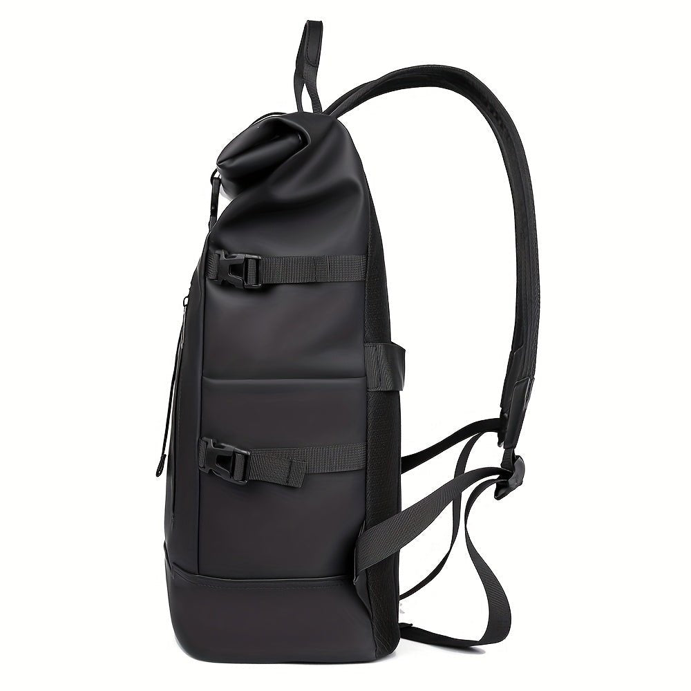Men's roll-top backpack water-resistant with laptop compartment, daily commuter bag