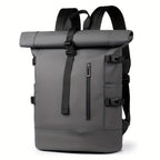 Men's roll-top backpack water-resistant with laptop compartment, daily commuter bag
