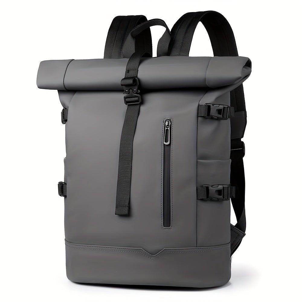 Men's roll-top backpack water-resistant with laptop compartment, daily commuter bag