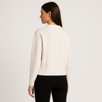Women's oversized sweater with heart ace print and round neckline, all-season casual pullover