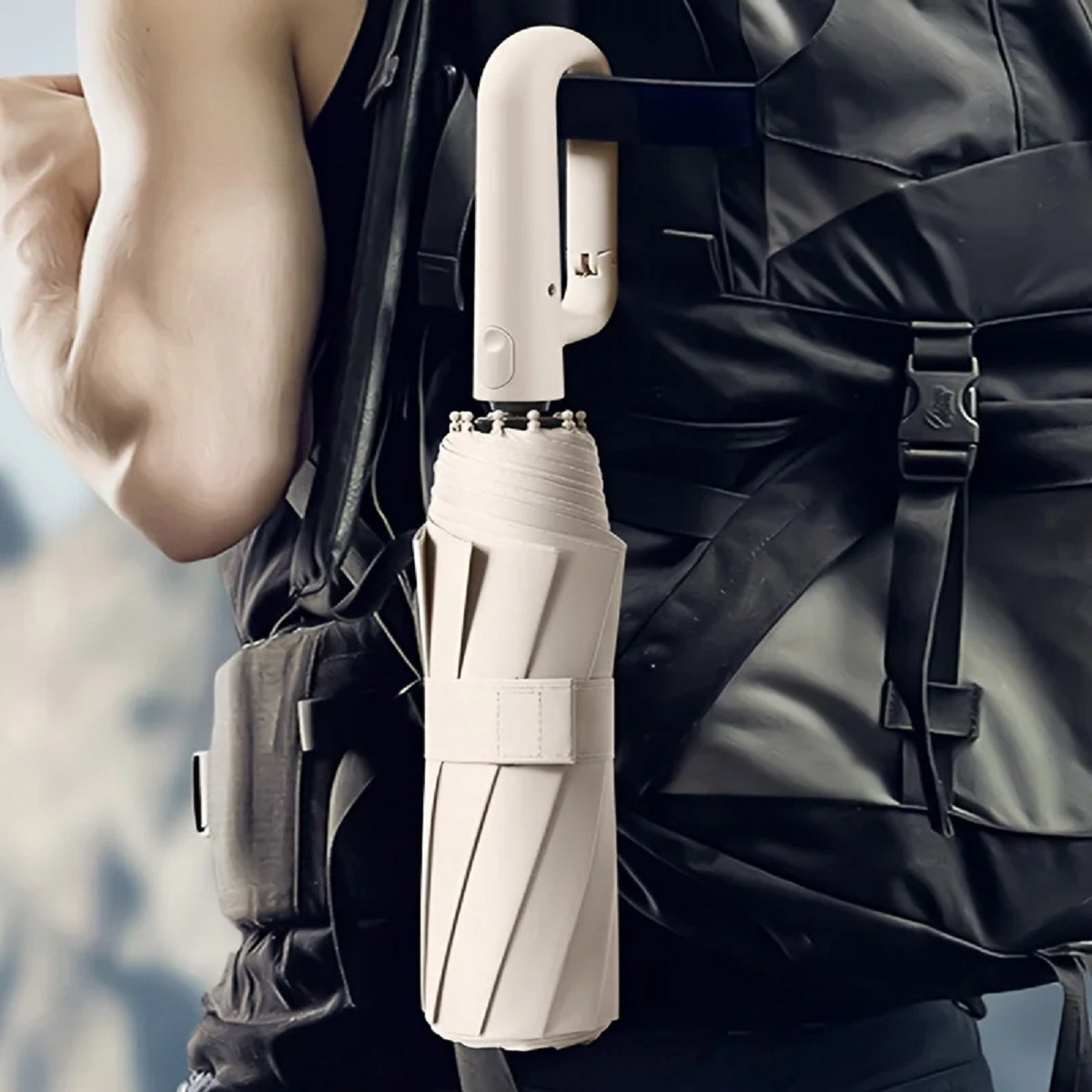 Umbrella Windproof Automatic Folding Carabiner Clip Reflective Strip