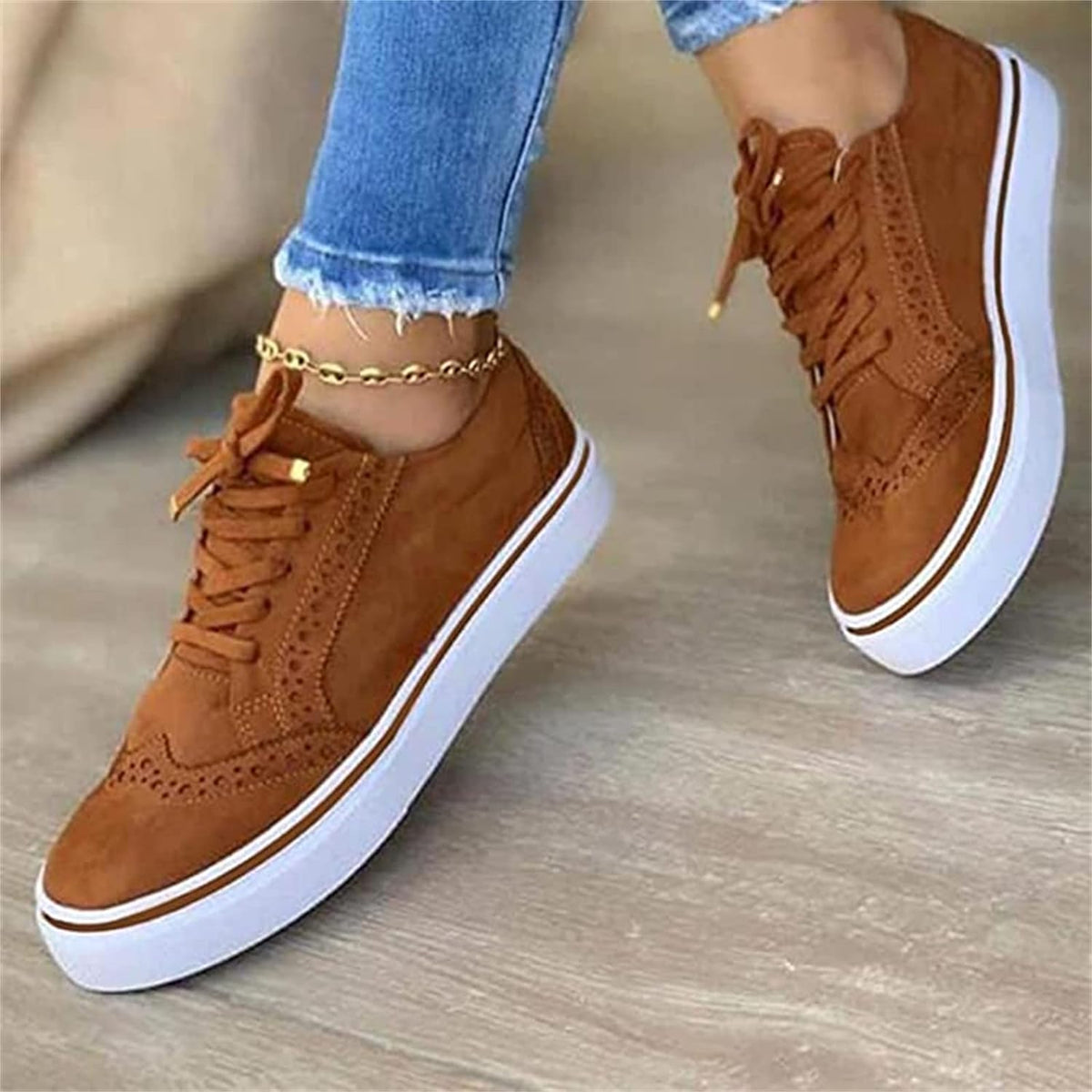 Women orthopedic platform sneakers lace-up with arch support