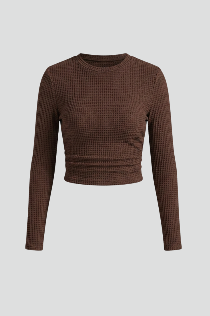 Crop Top Women Long Sleeve High Neck Fitted Stretch | Ottoline