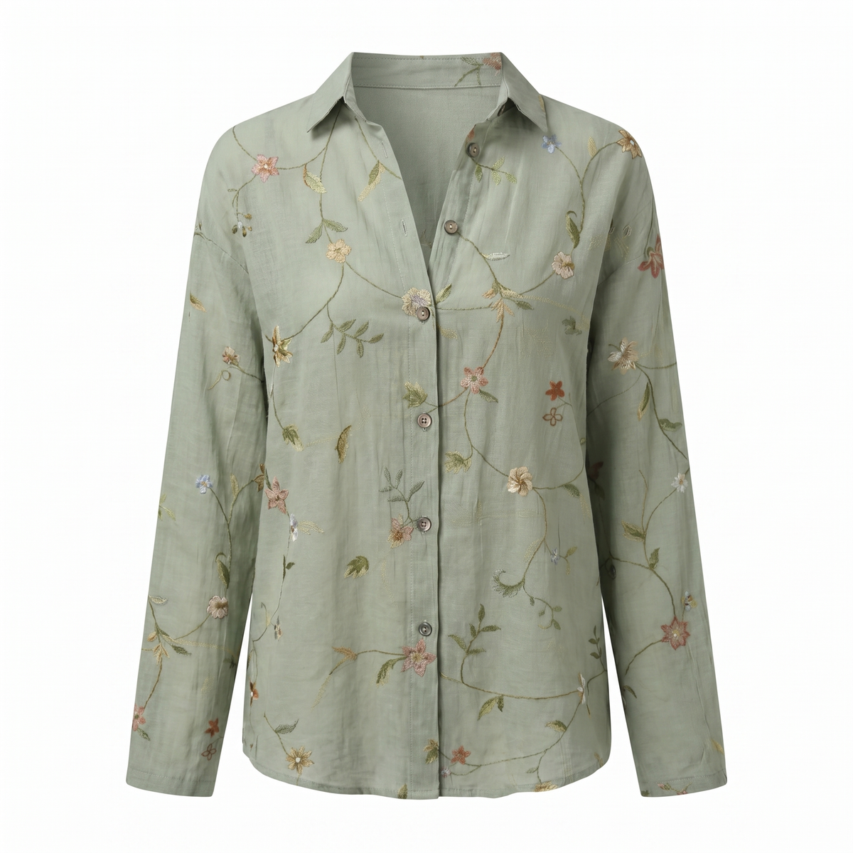 Women abstract print split neck blouse long sleeve button front in multiple colors