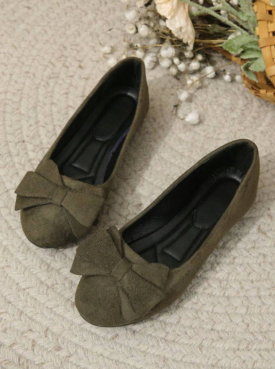 Orthopedic Shoes Women Suede Bow Ballet Flats Cushioned