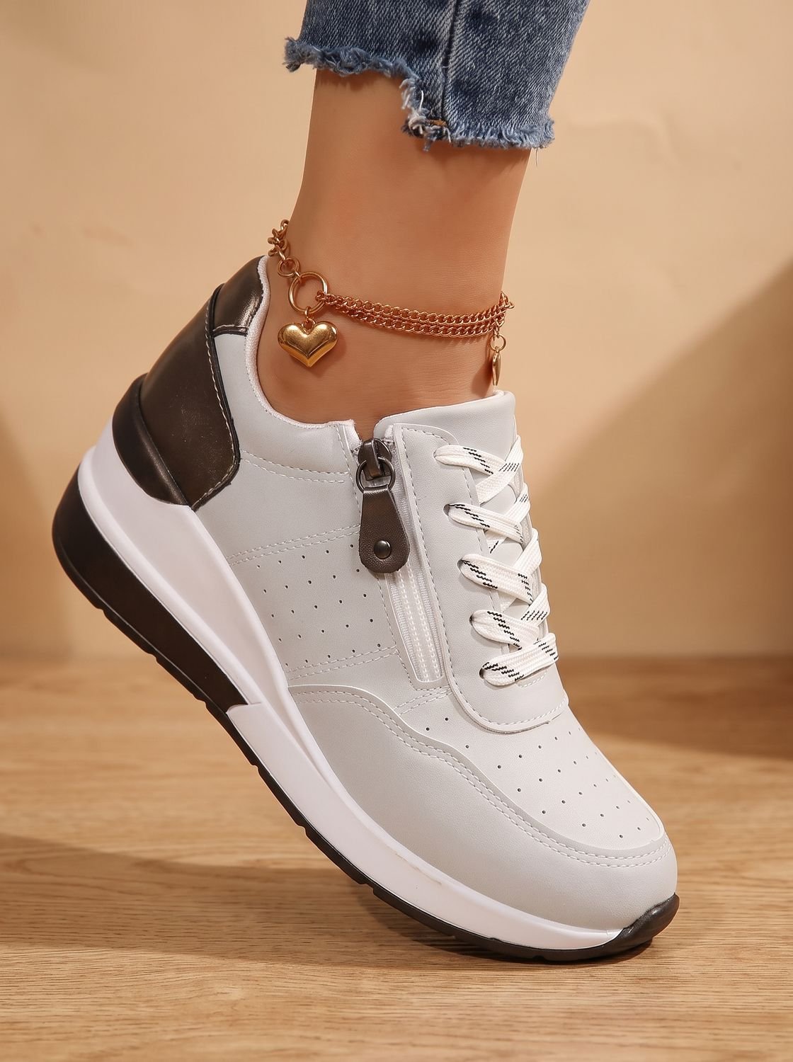 Women Wedge Sneakers Orthopedic Arch Support Cushioned Lace Up