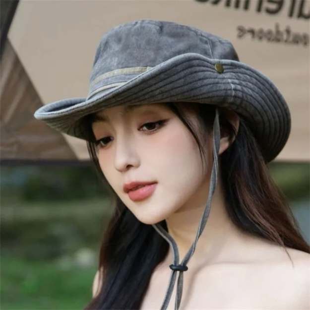 Women UPF 50+ wide brim sun hat adjustable chin strap packable