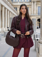 Medium woven braided handbag in faux leather, women's everyday bag