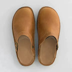 Men leather orthopedic clogs with non-slip sole and cushioned insole