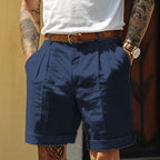 Men's linen cotton shorts relaxed fit, breathable casual summer shorts