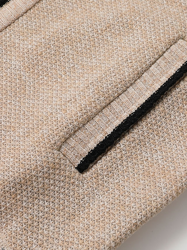 Men ribbed knit full-zip cardigan with stand collar in khaki