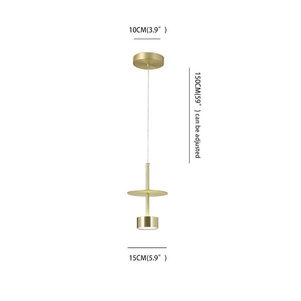 Pendant light for kitchen island, industrial gold metal, 1-lamp LED ceiling light