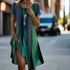 Women's gradient print midi dress with flutter sleeves, side slit and pockets