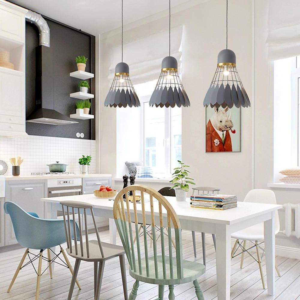 Industrial pendant lamp 1-light metal geometric ceiling fixture for kitchen