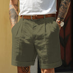 Men's linen cotton shorts relaxed fit, breathable casual summer shorts