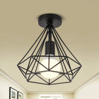 Retro geometric cage ceiling lamp black LED 9W indoor ambient light