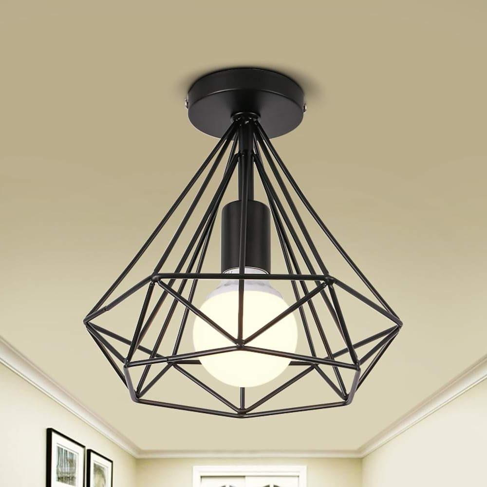 Retro geometric cage ceiling lamp black LED 9W indoor ambient light